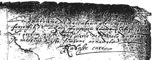 Acte de baptème 1587